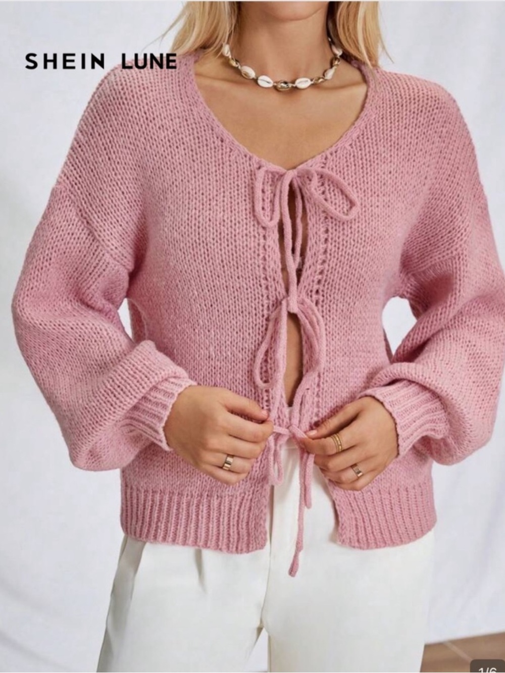 SHEIN Pink tie Knit Sweater size xs